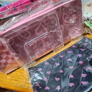 0003. Black With Pink Hearts Clutch Pouch